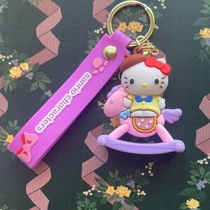 Hello Kitty on Rocking Horse Keychain